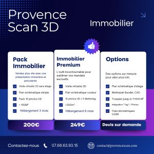 Visite virtuelle 3D Pack Immobilier avec plan schématique et photos HD pour vendre plus vite