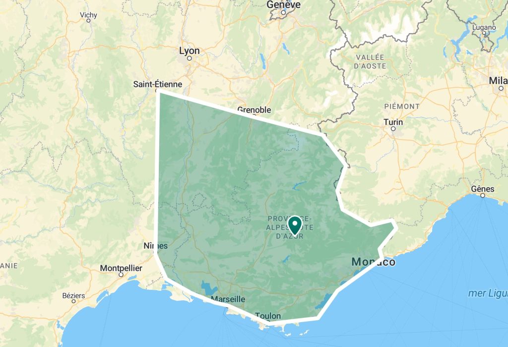 Carte zone d’intervention Provence Scan 3D en région PACA pour la captation 3D professionnelle
