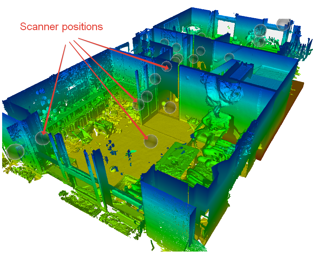 Exemple de fichier E57 avec nuage de points 3D issu d’un scan 3D bâtiment  Matterport