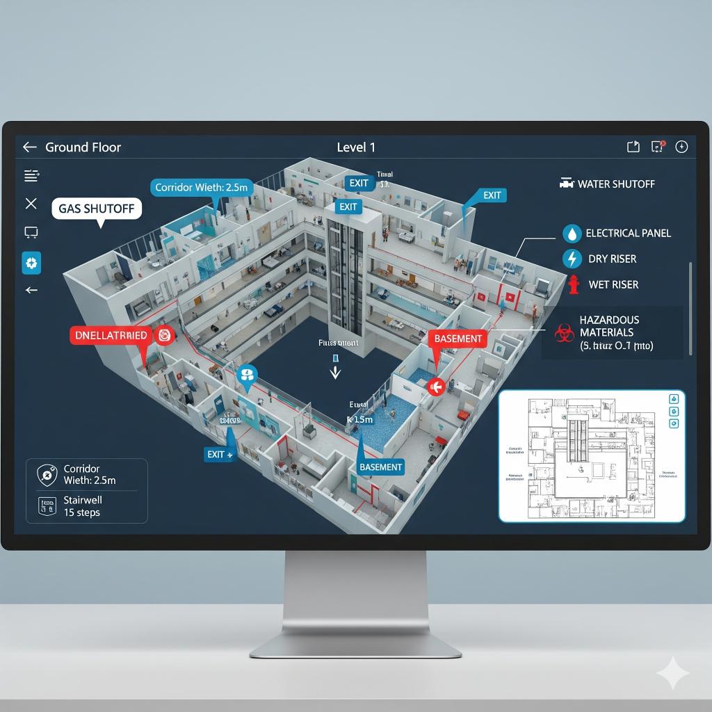 Numérisation 3D institutions publiques avec plan interactif et conformité ERP