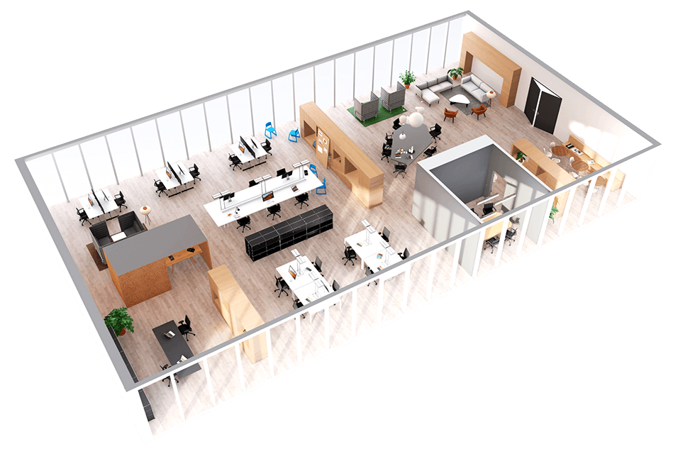 Modélisation 3D détaillée d’un espace de bureaux pour un état des lieux numérique professionnel et un relevé virtuel précis en région PACA visite virtuelle maison