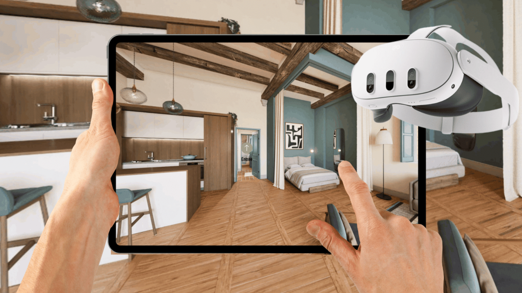 alt="Visite virtuelle maison immersive d’un appartement en région PACA réalisée à partir d’une tablette et casque VR – illustration d’un état des lieux numérique précis et interactif"