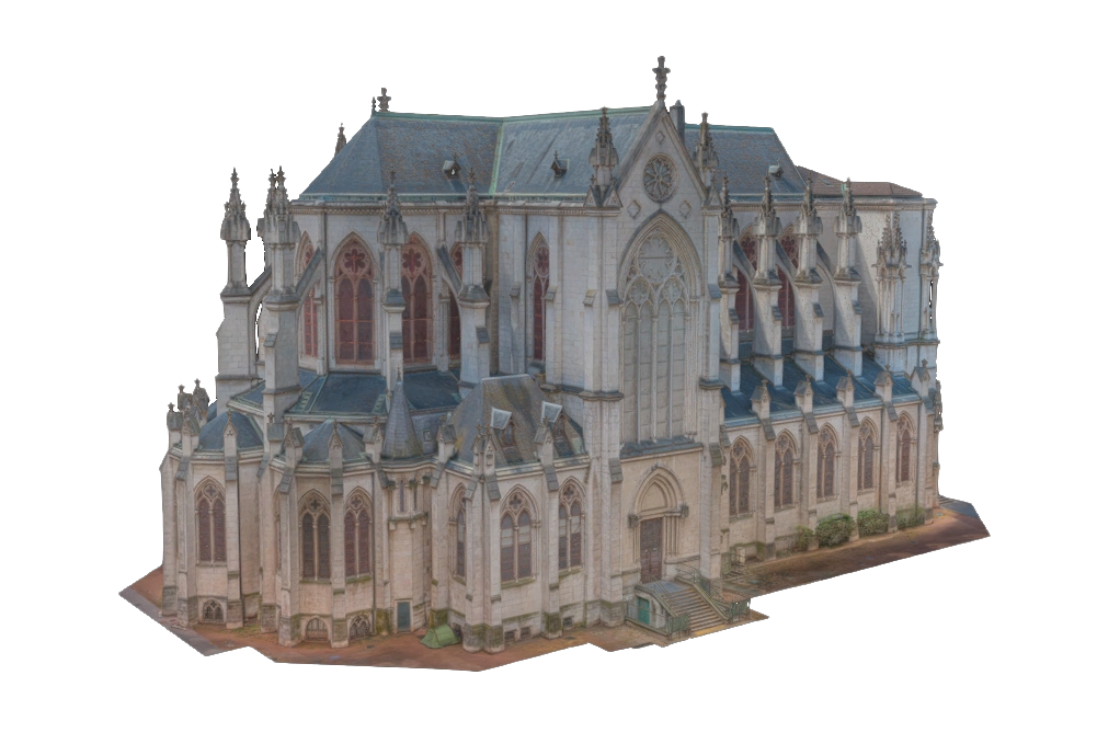 Modélisation 3D d’une église patrimoniale réalisée dans le cadre d’une visite virtuelle patrimoine.`