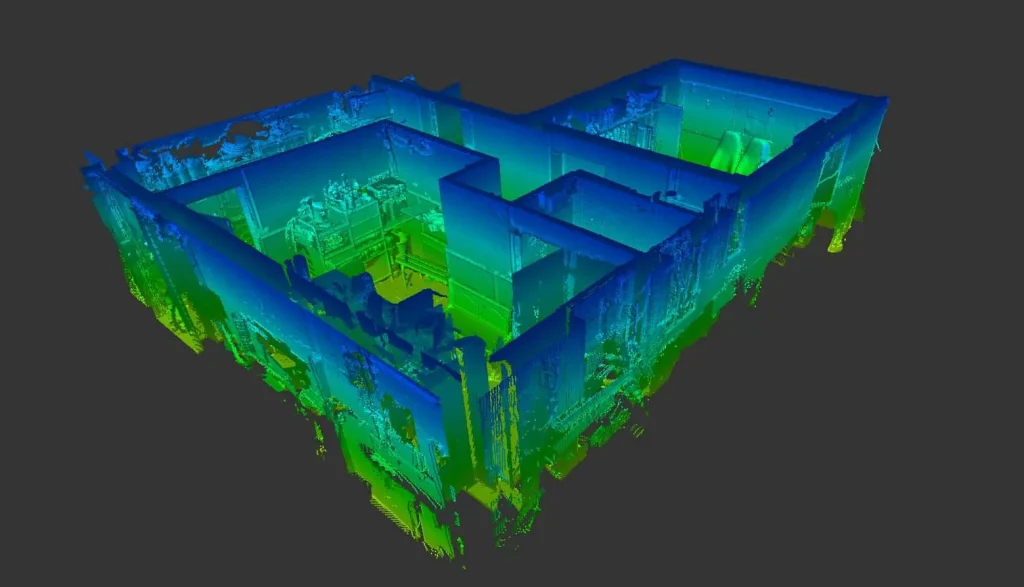 Accessibilité 3D : nuage de points détaillé pour analyser un bâtiment et repérer les zones à mettre aux normes