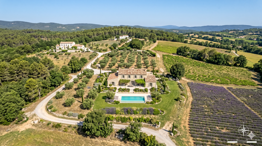 plan large d'un domaine en provence pris par un drone de Provence scan 3D à Digne-les-Bains